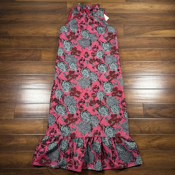 Abbey Glass Dresses & Skirts - Abbey Glass Women's Size XL Pink Black Floral Jacquard Camille Gown Dress